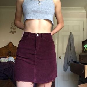Maroon corduroy mini skirt